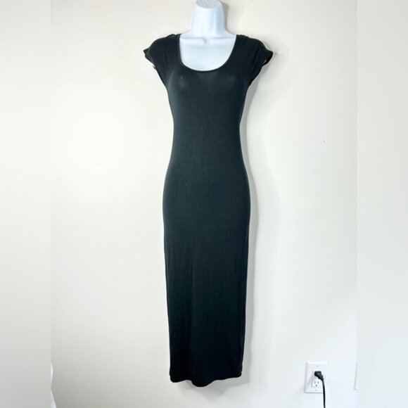 Aritzia Babaton Midi Dress Black Stretch Modal scoop neck Short Sleeve Size XXS - Picture 4 of 14